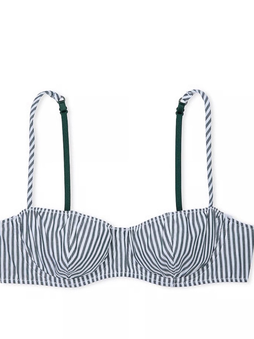 NWT Victoria’s Secret green striped cotton unlined balconette Bra 32DD